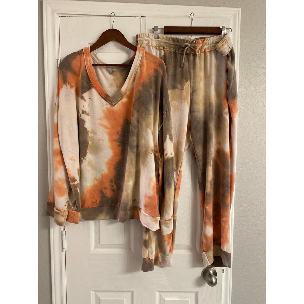 Cozy Lounge Set Tie Dye Size 3X Rust Olive Green Earthcore Grungy-chic